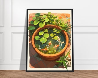 Framed Koi Fish Art Print – Japanese Anime Style