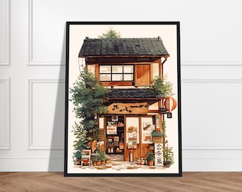 Framed Japanese Store Art Print – Anime, Ghibli Style Wall Decor