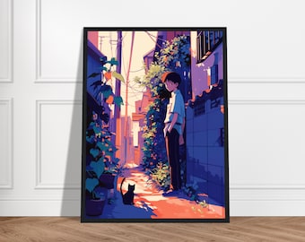 Tokyo-3 Framed Art Print – Anime Inspired Japanese Wall Art