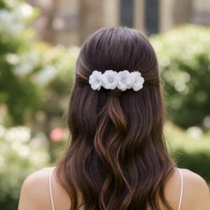 Pearl Flower Hair Clip | Bridal Hair Accessory | White Floral Hair Clip | Wedding Hair Clip for Women & Girls