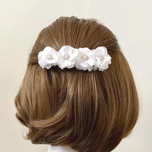 White Floral Hair Barrette Clip