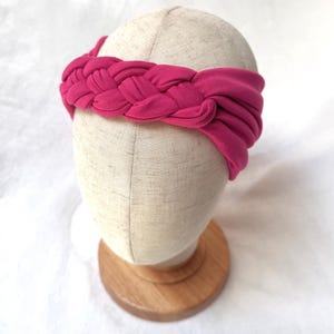 Chunky Double Knot Headband | Braided Sailor Knot Headband | Wide Stretch Headband for Women | Boho Hair Accessory | Trendy Fabric Headband fuschia