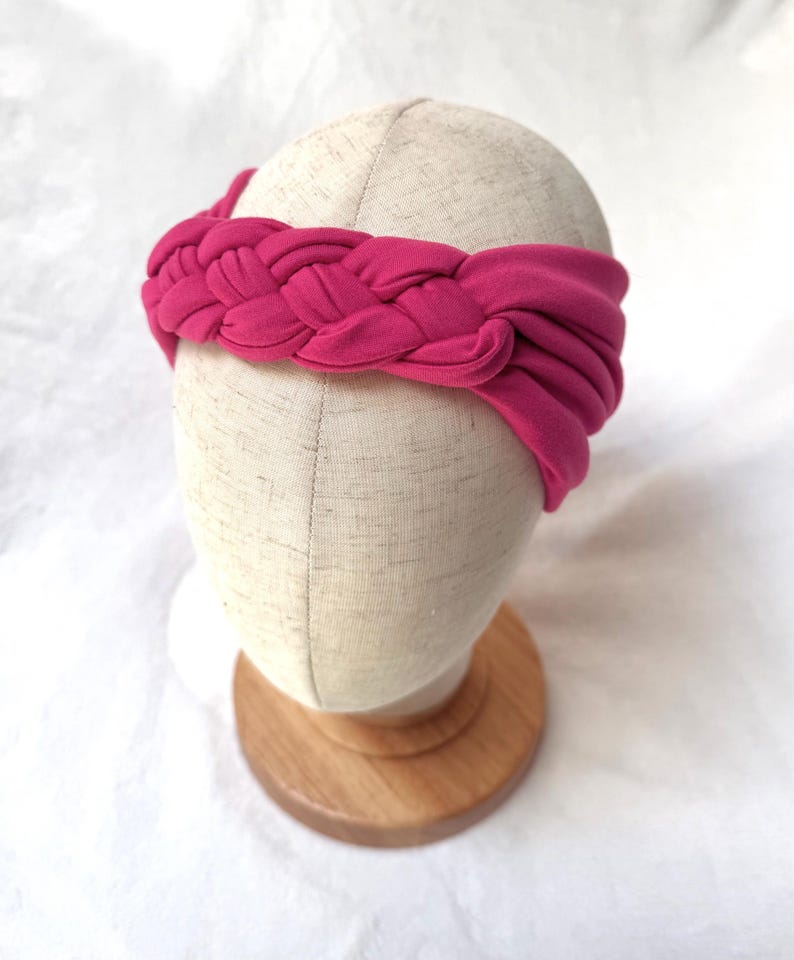 Chunky Double Knot Headband | Braided Sailor Knot Headband | Wide Stretch Headband for Women | Boho Hair Accessory | Trendy Fabric Headband fuschia