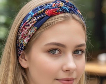 Boho Knot Headband for Women | Turban Style Headband | Printed Fabric Headband | Boho Hair Accessory | Stretch Fashion Headband