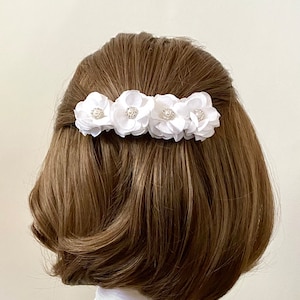White Floral Hair Barrette Clip