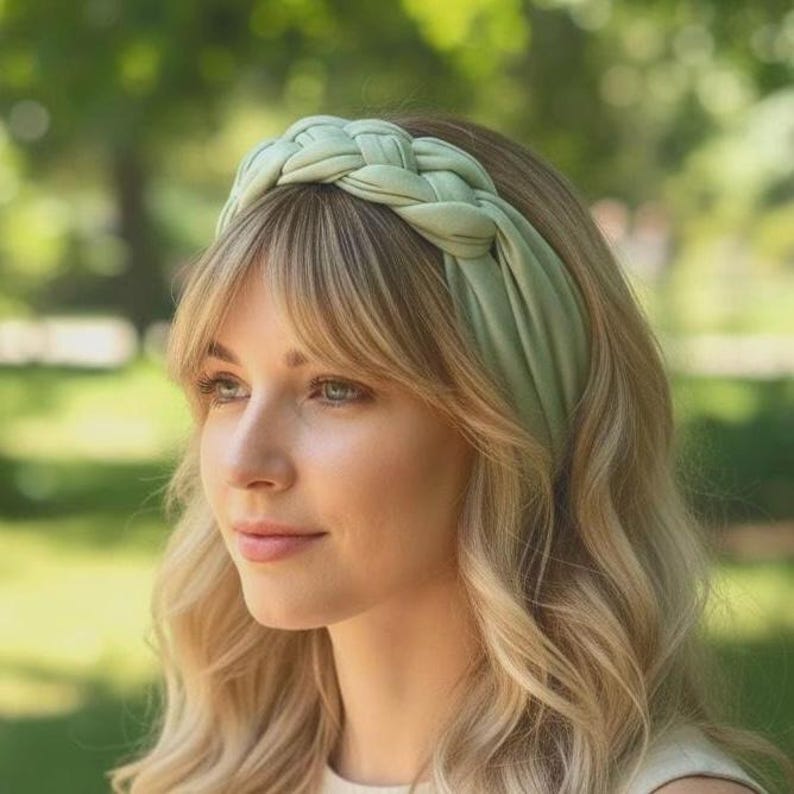 Chunky Double Knot Headband | Braided Sailor Knot Headband | Wide Stretch Headband for Women | Boho Hair Accessory | Trendy Fabric Headband image 1