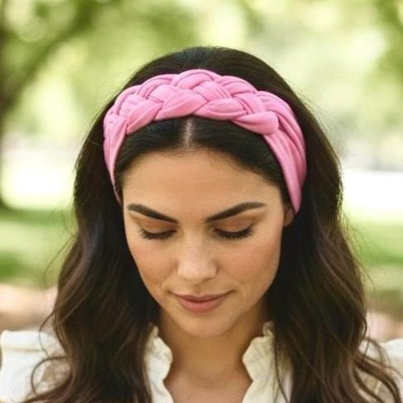 Chunky Double Knot Headband | Braided Sailor Knot Headband | Wide Stretch Headband for Women | Boho Hair Accessory | Trendy Fabric Headband image 3