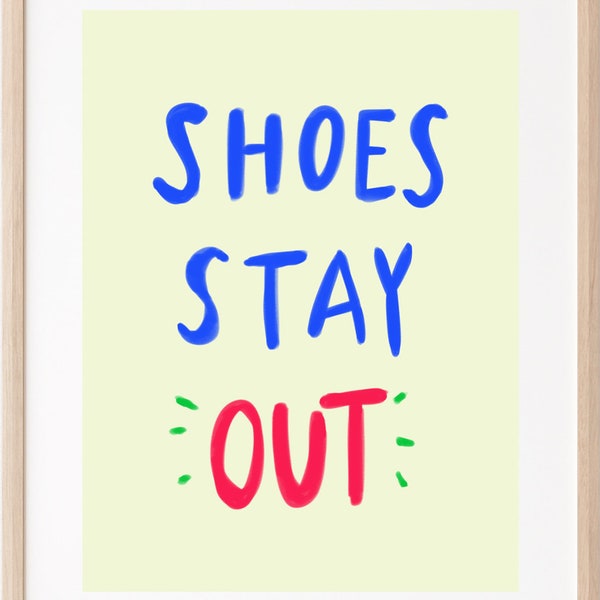 Modern No Shoes Sign Printable, Home Entry Decor, House Rules Poster, Digital Download, Shoes Stay Out