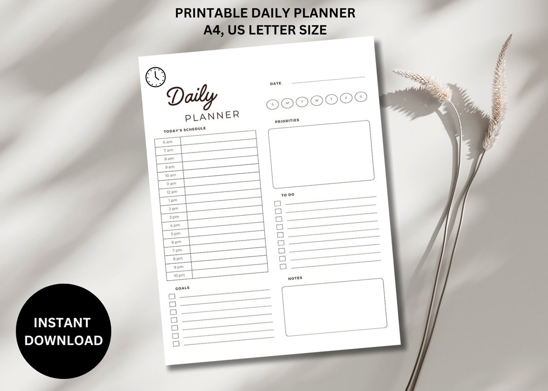 Printable Daily Planner Organize Your Life Customizable PDF Perfect ...