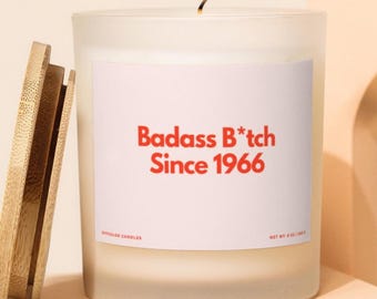 Funny 60th Birthday Candle, Badass Bitch Since 1966, Mom BFF Birthday Gifts, Candle Gift for Mom, Milestone Birthday Gift