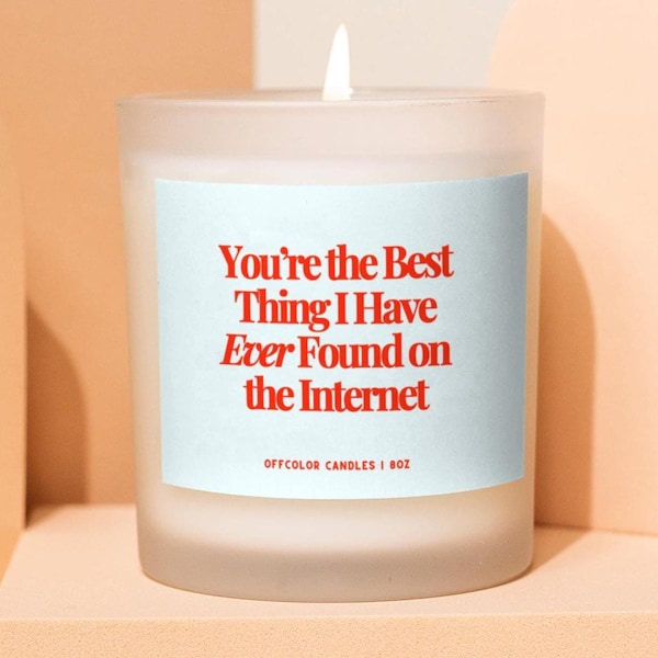 Candela "La cosa migliore su Internet", regalo di anniversario per lui, regali per relazioni a distanza, regalo per il primo anniversario del fidanzato