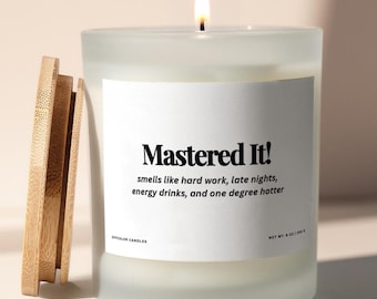 Masters Graduation Candle, Masters Degree Gifts, Funny Candle Masters Graduation Gift for Her Gift for Him, Personalized Candle Gift for Son