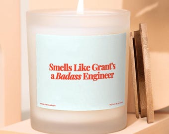Engineer Gift Badass Engineer Candle for Engineering Graduates, Funny Candle, Personalized Gift for New Engineers, Civil Mechanical Engineer