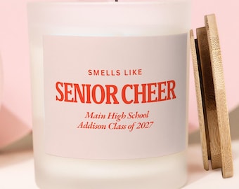 Smells Like Senior Cheer Gift for Senior Night, Class of 2027 Cheerleader Team Gifts, Varsity Cheer Candle, Personalized Cheer Gifts