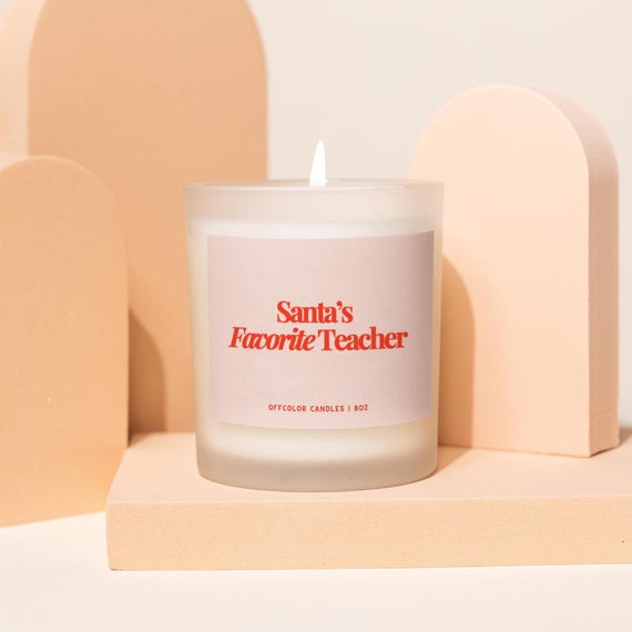 Santa's Favorite Teacher, Christmas Gift for Teacher, Personalized Candle, Funny Holiday Gift, Teacher Appreciation, Cute Teacher Gift