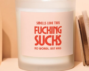 Smells Like This Sucks Sympathy Candle, No Words Just Hugs, Condolence Gift, Dark Humor Sympathy Gift, Funny Condolence Candle, Funny Grief
