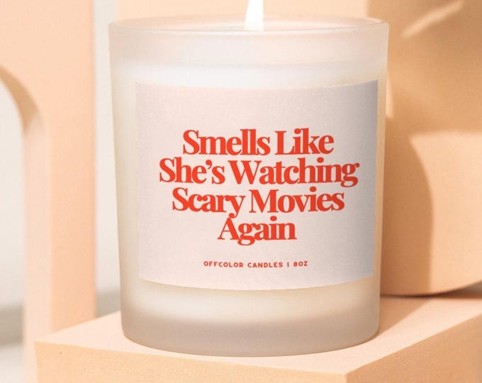 Watching Scary Movies, Horror Movie, Funny Fall Candles, Spooky Season Gift, Funny Halloween Gift for Her, 90's Movie, Halloween Movie