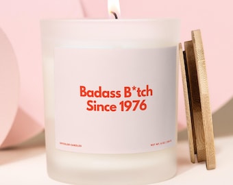 Funny 50th Birthday Candle, Badass Bitch Since 1976, Mom BFF Birthday Gifts, Candle Gift for Mom, Milestone Birthday Gift