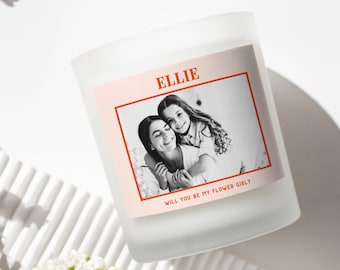 Personalized Flower Girl Proposal Candle, Photo Candle Gift, Customized Flower Girl Candle, Bulk Candles, Bachelorette Wedding Party Gifts