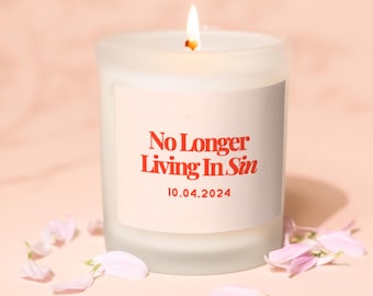 Funny Personalized Wedding Candle  Gift Gift for Her, Living in Sin, Funny Engagement Candle, Custom Wedding Gift, Couples Gift