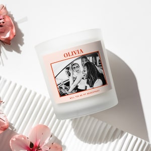 Personalized Bridesmaid Proposal Candle, Photo Candle Gift, Customized Bridesmaid Candle, Bulk Candles, Bachelorette Wedding Party Gifts