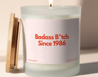 Funny 40th Birthday Candle, Badass Bitch Since 1986, Mom BFF Birthday Gifts, Candle Gift for Mom