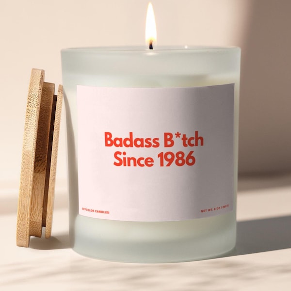 Funny 40th Birthday Candle, Badass Bitch Since 1986, Mom BFF Birthday Gifts, Candle Gift for Mom