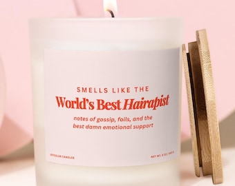 World's Best Hairapist Candle Gift for Hairdresser, Thank You gift for Hair Stylist, Appreciation Gift for Hairstylist, Hairdresser Gifts