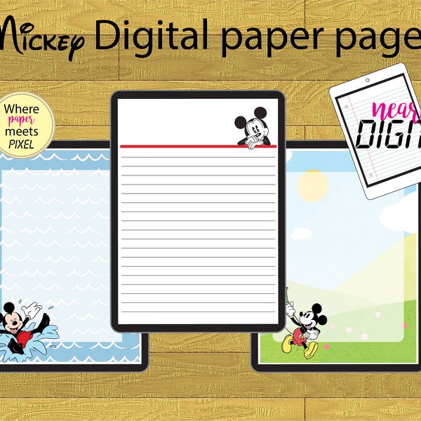 Digital Mickey Paper Pad pages for Goodnotes or Notability apps