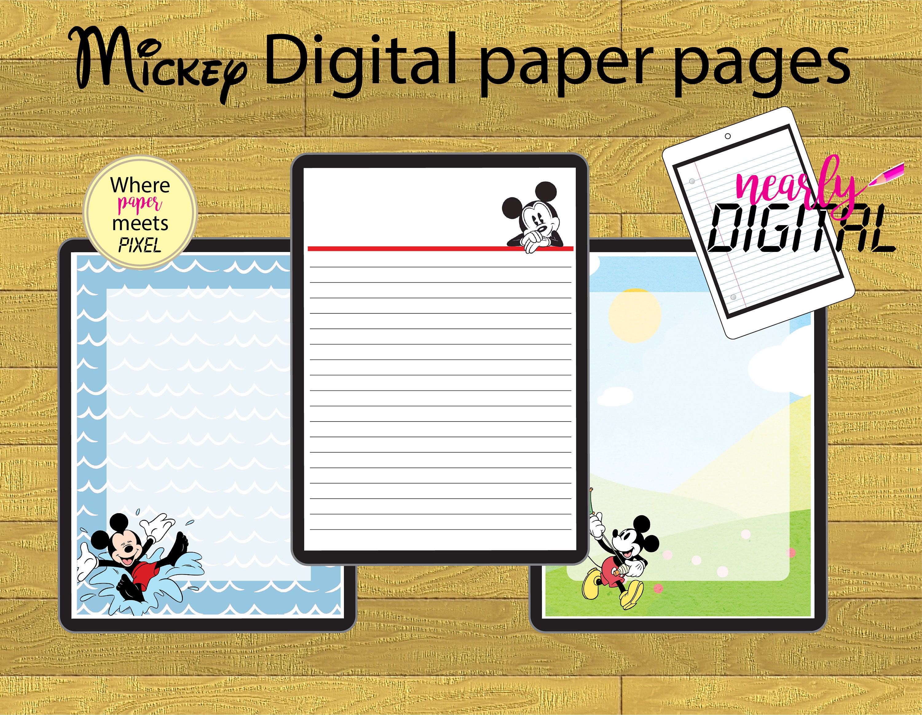 Digital Mickey Paper Pad pages for Goodnotes or Notability apps