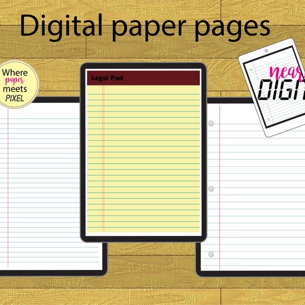 Digital Paper Lined Pad pages for Goodnotes or Notability apps