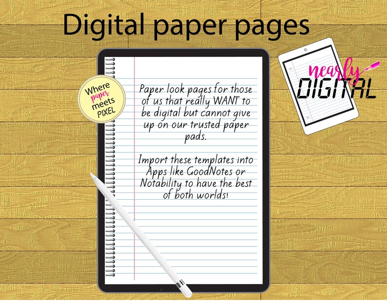 Pad Page Graphics Design Digital Paper Lined Pad Pages for Goodnotes or Notability Apps - Etsy