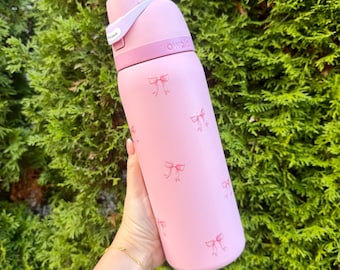 Coquette Bows & Ribbons Owala 24/32oz Pink Water Bottle, Kawaii, Trendy, Girly, Christmas Gift Present, Unique Birthday Gift, Anniversary