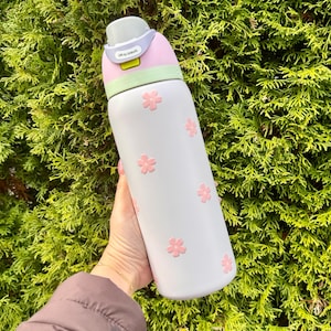 Cute Sakura Flower Owala 32oz Pastel Water Bottle, Kawaii Cherry Blossoms, Spring Minimalistic Coquette, Unique Birthday Gift, Anniversary imagem 1