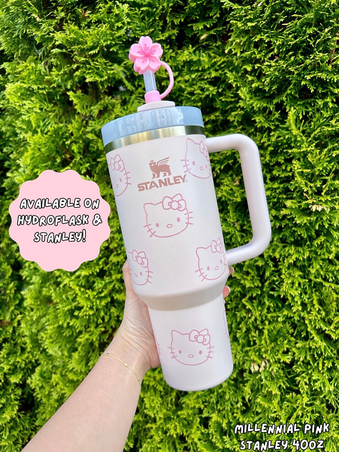 HK Stanley/hydroflask 40oz Pink Cup, Vinyl Decals, Sanrio Inspired