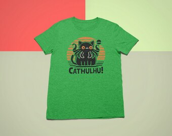 Cuddly Cathulhu - Adorable Kawaii Tee with Charming Cathulhu Illustration - Cute Cat Lover Shirt