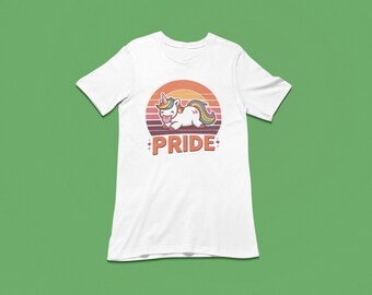 Adorable Kawaii Unicorn Pride Graphic Tee - Cute LGBTQ+ Unicorn T-Shirt - Rainbow Pride Shirt