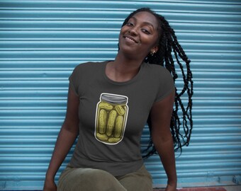Pickle Paradise Delight - Magical Graphic Tee with Jar of Pickles Design - Fun Food Lover Shirt