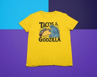 Funny Taco and Godzilla Graphic Tee - Tacos and Godzilla Shirt