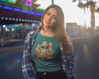 Funny Cartoon Cactus Graphic Tee - Cant Touch This Shirt