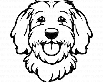 Goldendoodle SVG, Dog Head Png, Puppy Cut Files, Silhouette Digital Download Clipart, Laser, Unlimited Commercial Use.