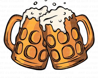 Beer SVG, Cheers Png, Bar Mugs Cut Files, Beer Silhouette Digital Download Clipart, Laser, Jpeg, Dxf, Eps, Unlimited Commercial Use.