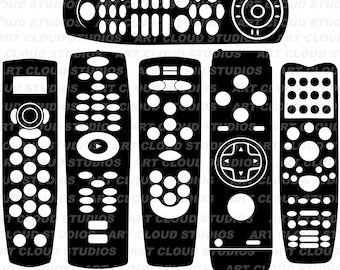 SVG afstandsbediening, tv-bestanden gesneden op afstand, silhouet afstandsbediening, digitale download, tv-afstandsbediening clipartbundel, commercieel gebruik