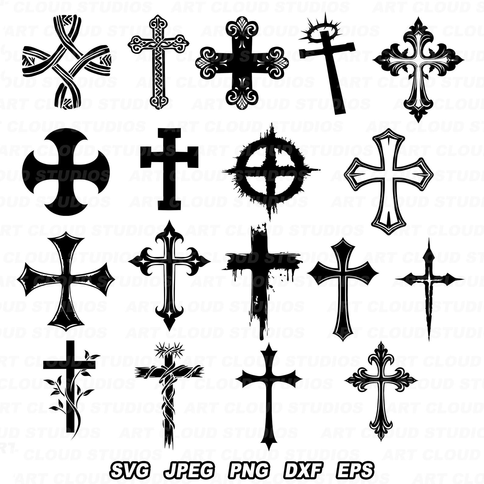 Cross SVG, Crosses Bundle Png, Christian Cut Files, Silhouette Digital