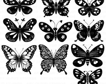 Butterflies SVG Cut Files, Butterfly Clipart, Cute Butterflies SVG, Monarch PNG Bundle, Digital Download, Commercial Use