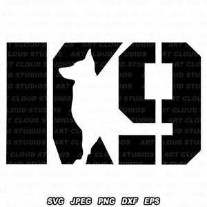 Cão policial K9 SVG, pastor alemão PNG, arquivos de corte, silhueta digital para download, clipart a laser, uso comercial ilimitado.