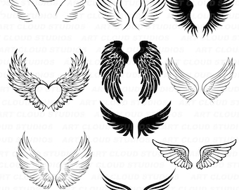 Angel Wings SVG, Wings Clipart Png, Cut File, Jpeg DXF EPS, Digital Download, Unlimited Commercial Use.