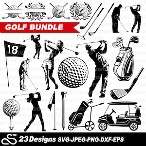 Golf SVG, golf SVG Bundle, svg monogramme golf, clipart golf, golf PNG, svg club de golf, svg balle de golf, couper des fichiers, silhouette de golf, Jpeg de golf