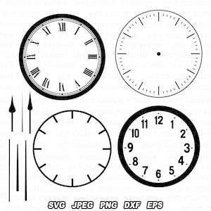 Wijzerplaat svg, wijzerplaat png, analoge gesneden bestanden, ronde wandklok silhouet digitale download clipart, laser, onbeperkt commercieel gebruik.