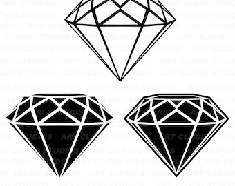 Diamond svg, Gem Png, Cut Files, Diamond Silhouette Digital Download Clipart, Jpeg Dxf Eps, Laser, Unlimited Commercial Use.